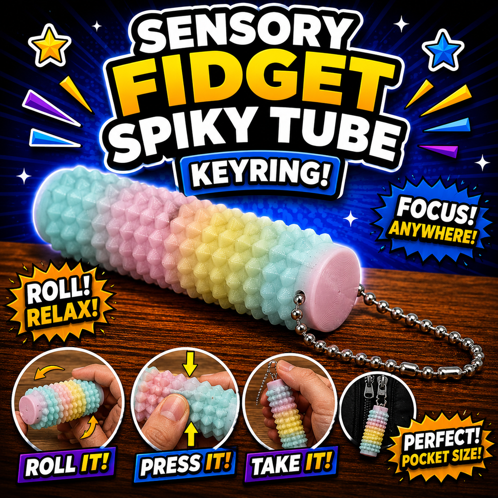 Small Sensory Fidget Spiky Tube Keyring