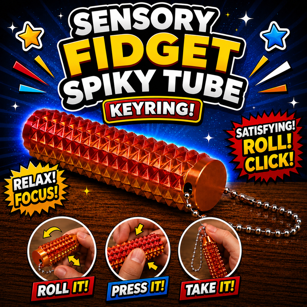 Small Sensory Fidget Spiky Tube Keyring