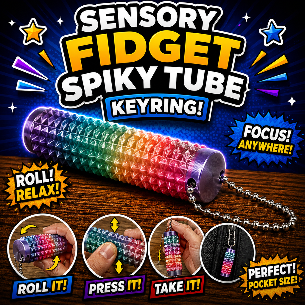 Small Sensory Fidget Spiky Tube Keyring