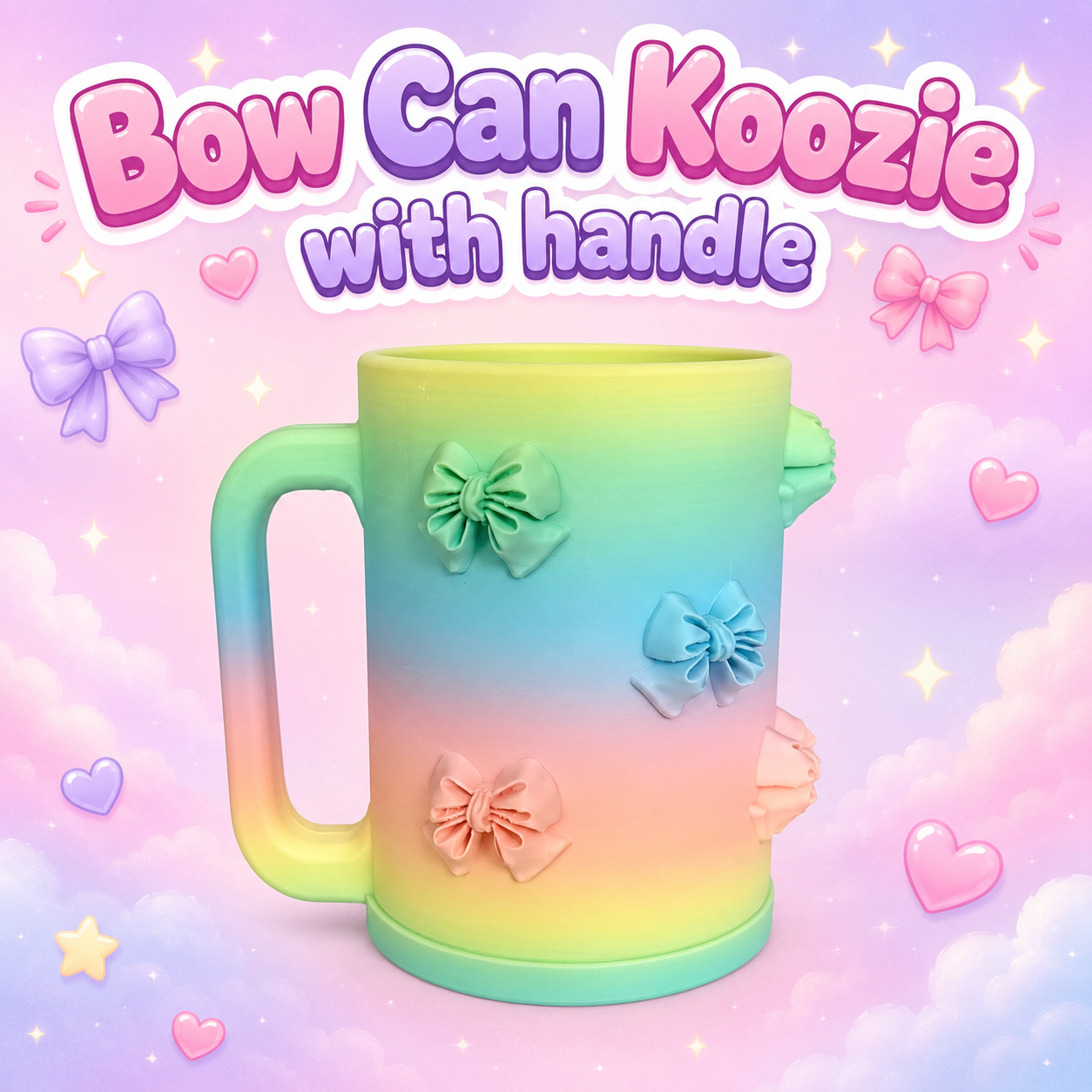 Bow Can Koozie with Handle