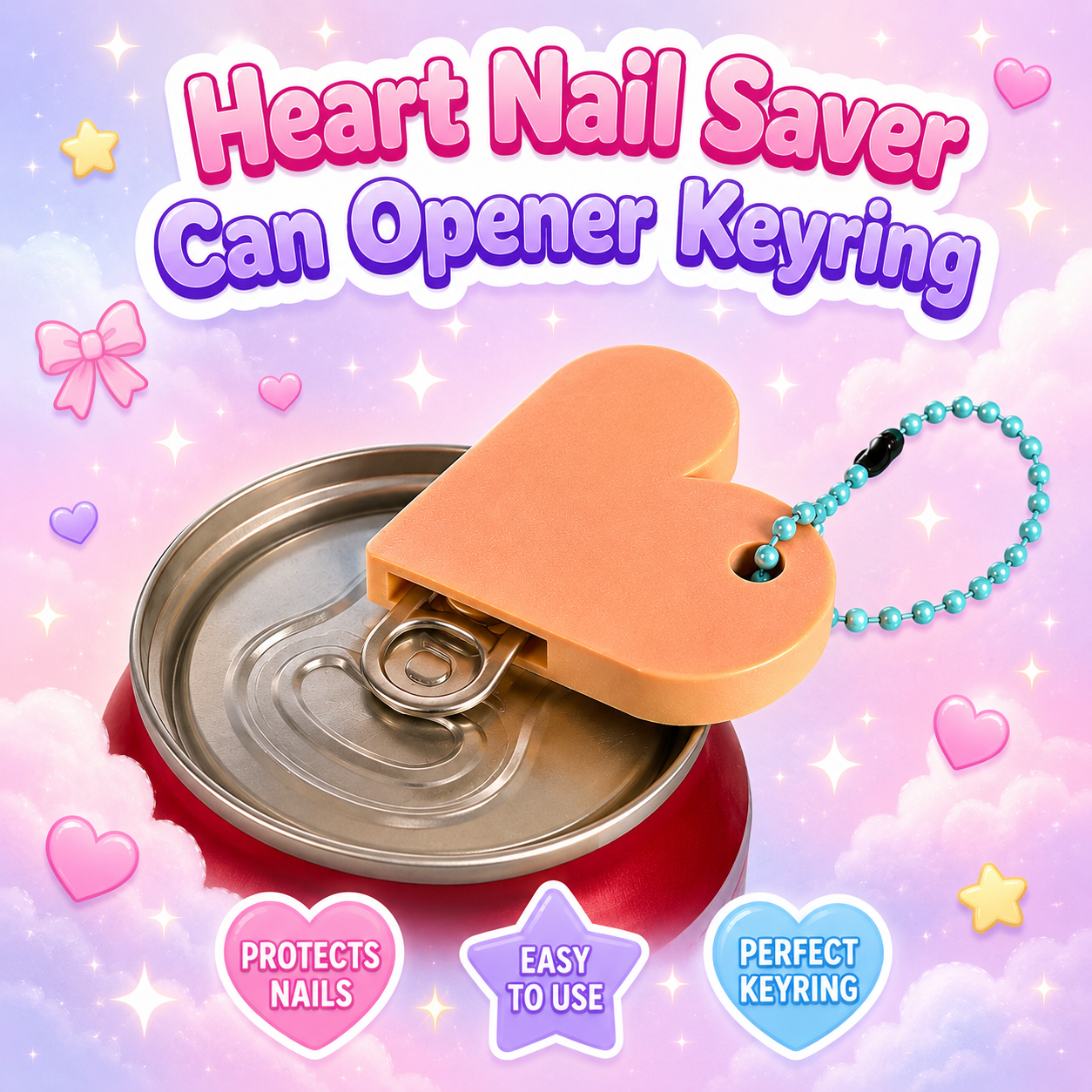 Heart Nail Saver Can Opener Keyring