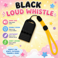 Black Loud Whistle with Wrist Strap