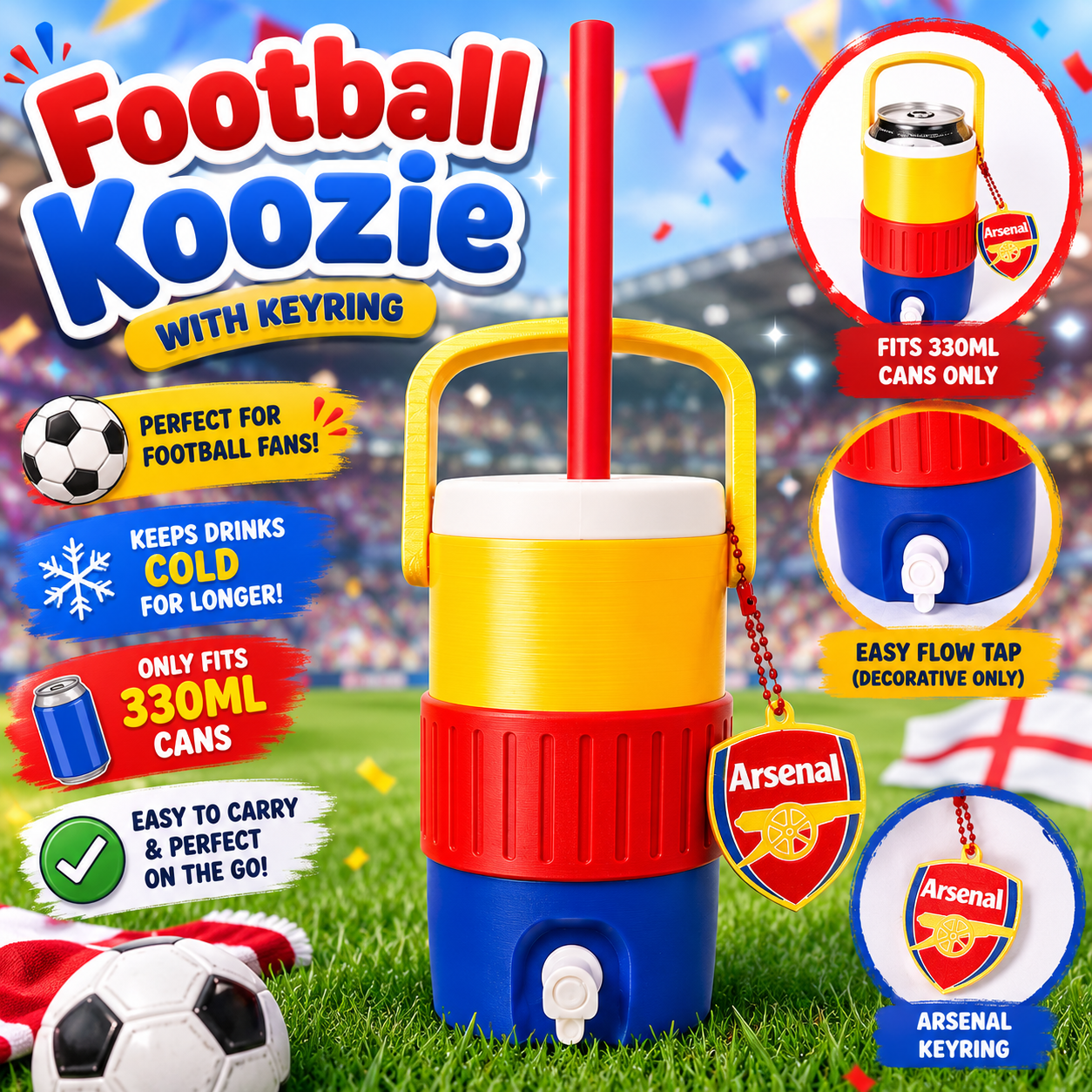 Football Koozie with Arsenal Keyring