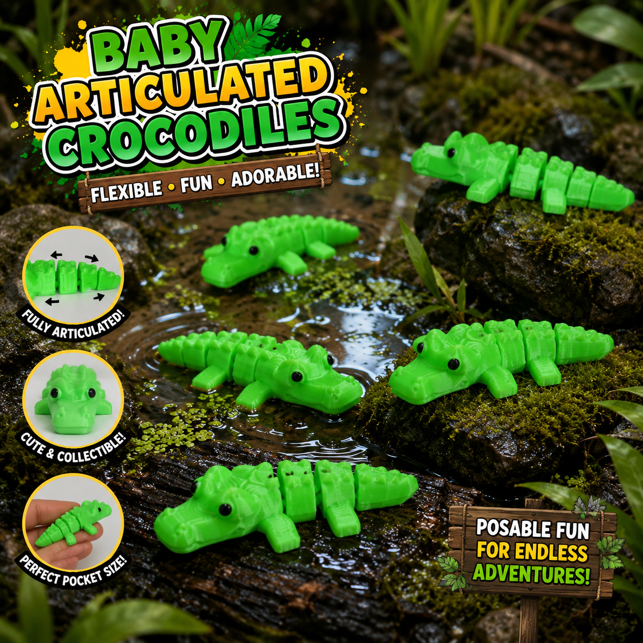 Baby Articulated Crocodile Fidget