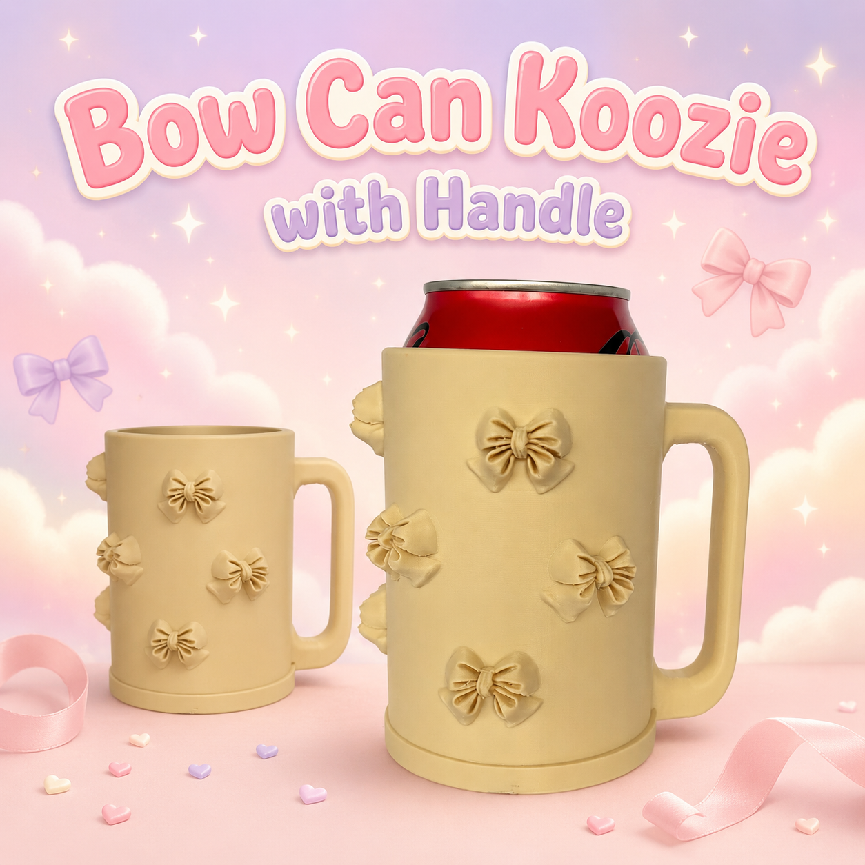 Bow Can Koozie with Handle