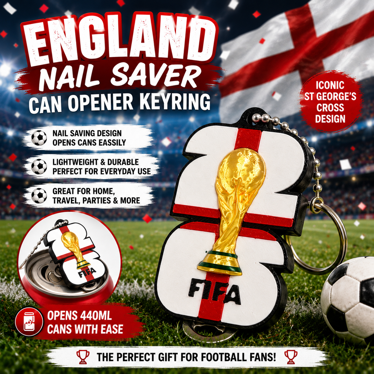 England World Cup Nail Saver Can Opener