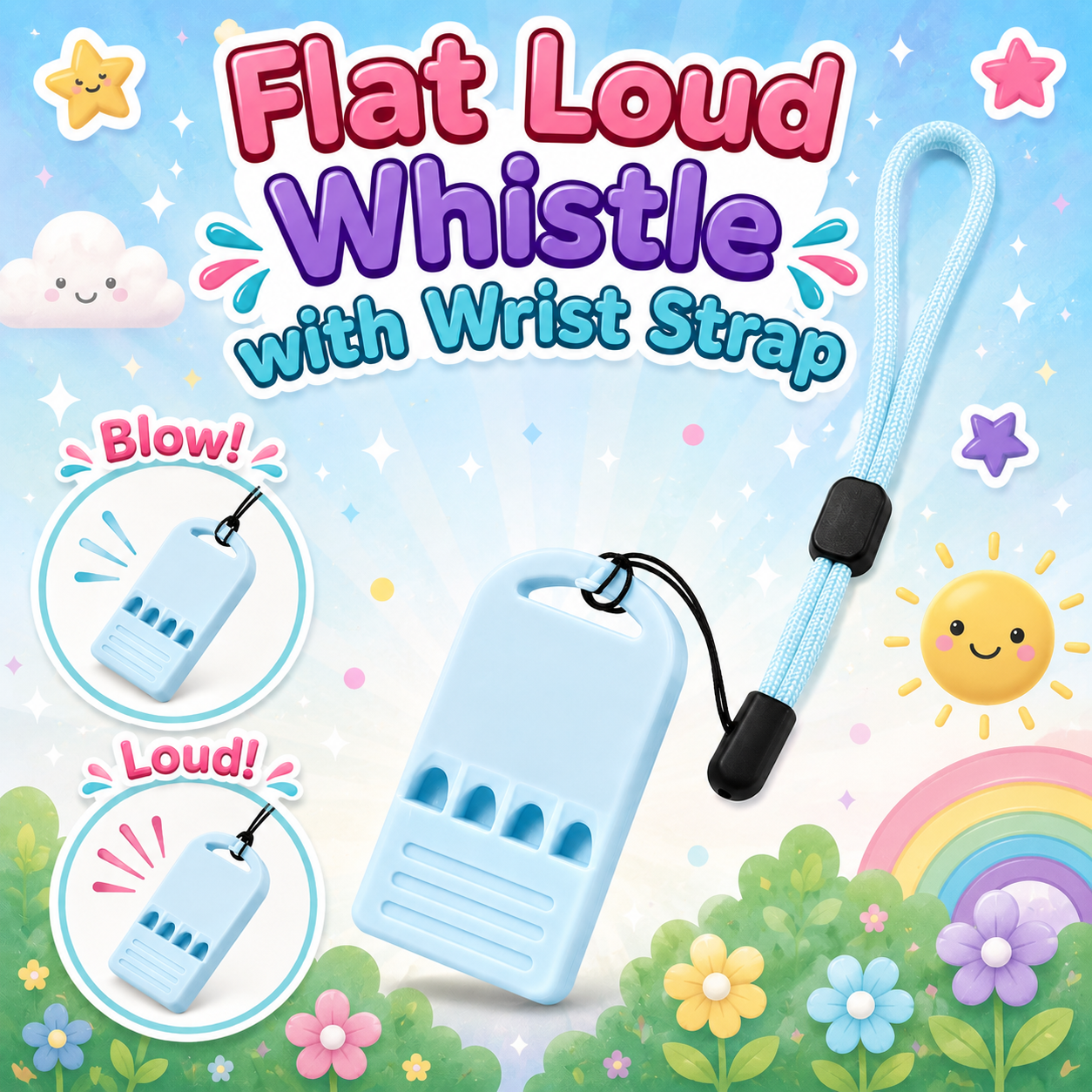 Flat Loud Whistle with Wrist Strap
