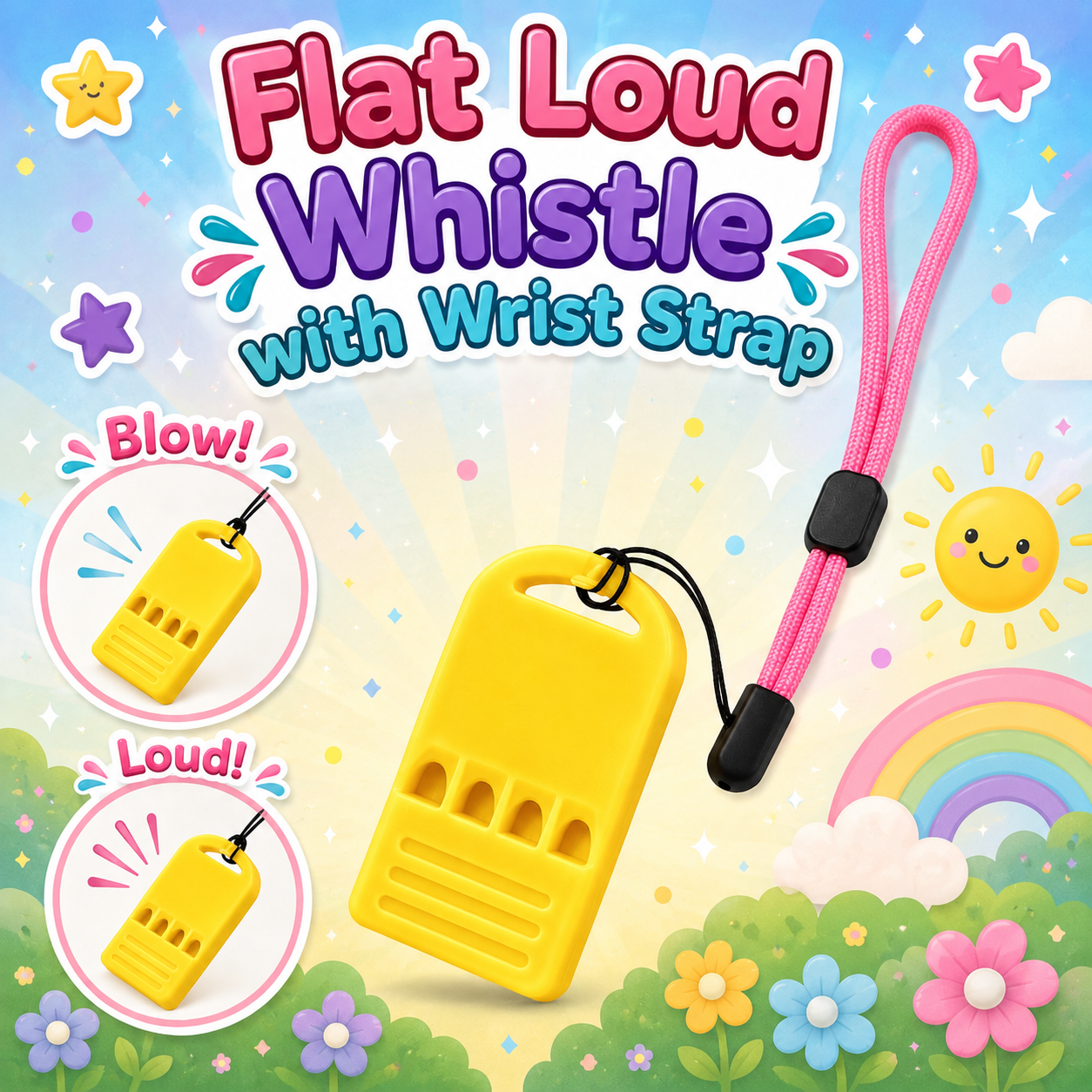 Flat Loud Whistle with Wrist Strap
