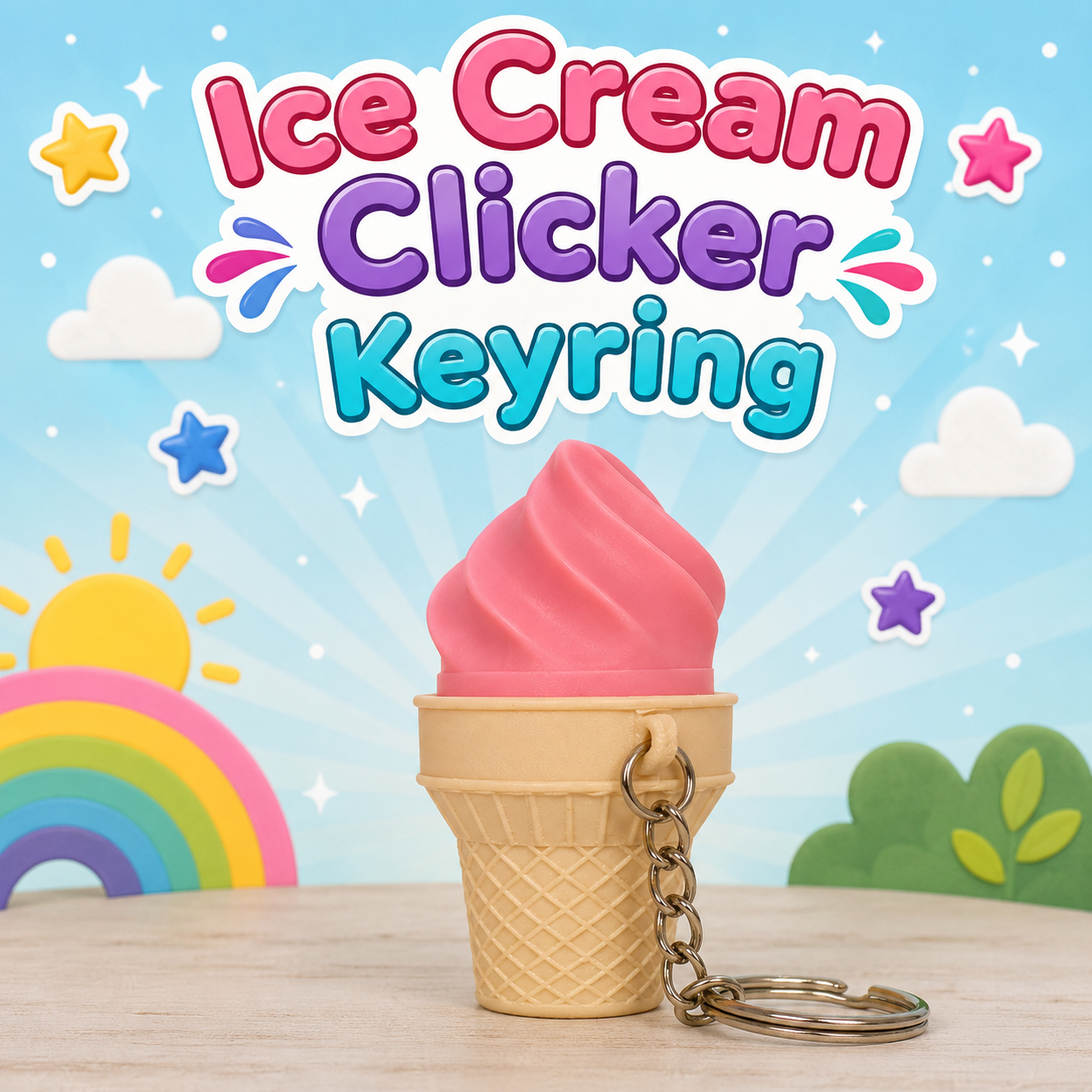 Ice Cream Clicker Keyring