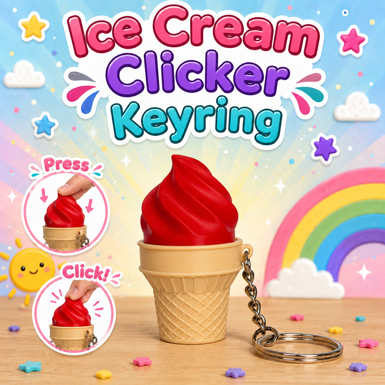 Ice Cream Clicker Keyring