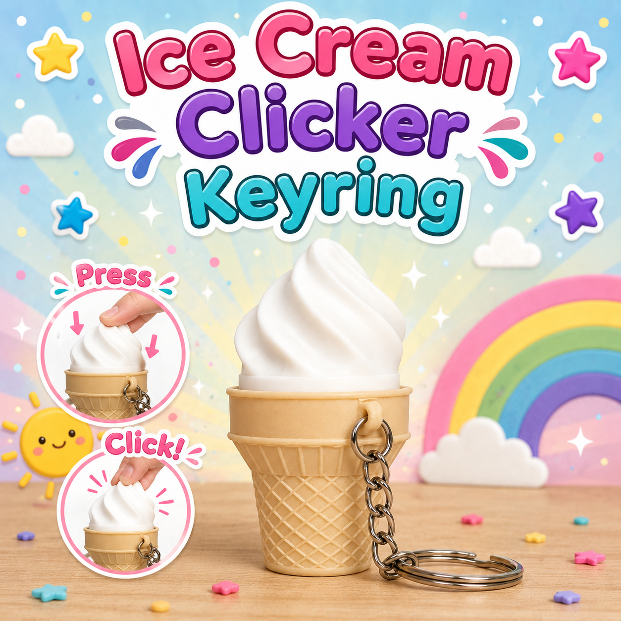 Ice Cream Clicker Keyring