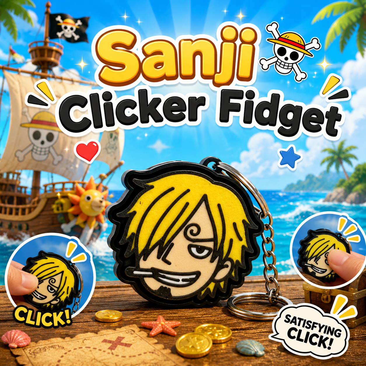 One Piece Clicker Keyring