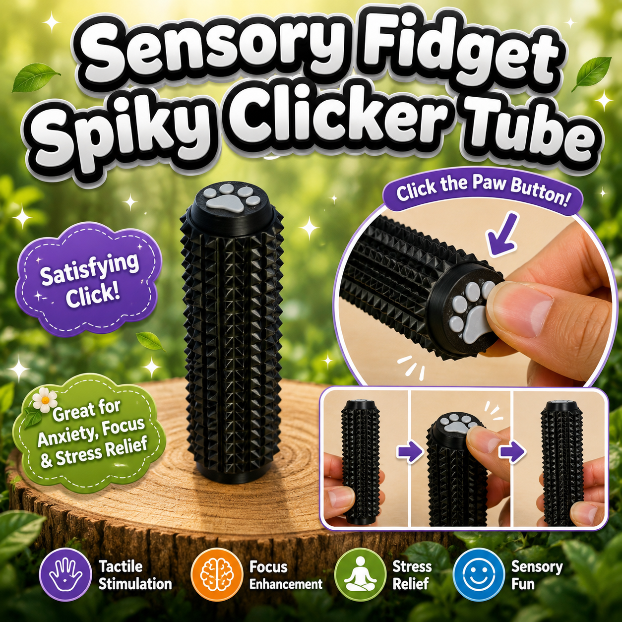 Sensory Spiky Clicker Tube Fidget