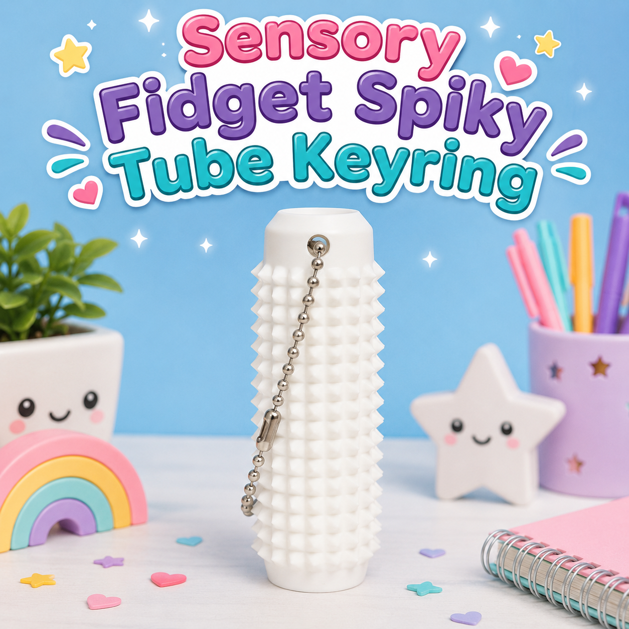 Small Sensory Fidget Spiky Tube Keyring